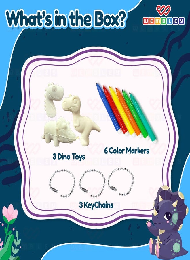 ويمبلي مجموعة ويمبلي دينو ثلاثية الأبعاد للرسم والتلوين | مجموعة حرف يدوية للأطفال من عمر 3 سنوات فما فوق | مجموعة فنية وحرفية قابلة للغسل وخالية من الفوضى، تتضمن 3 مجسمات إسفنجية و6 أقلام تلوين ملونة | هدية للأولاد والبنات من عمر 3 إلى 8 سنوات فما فوق - Image 3